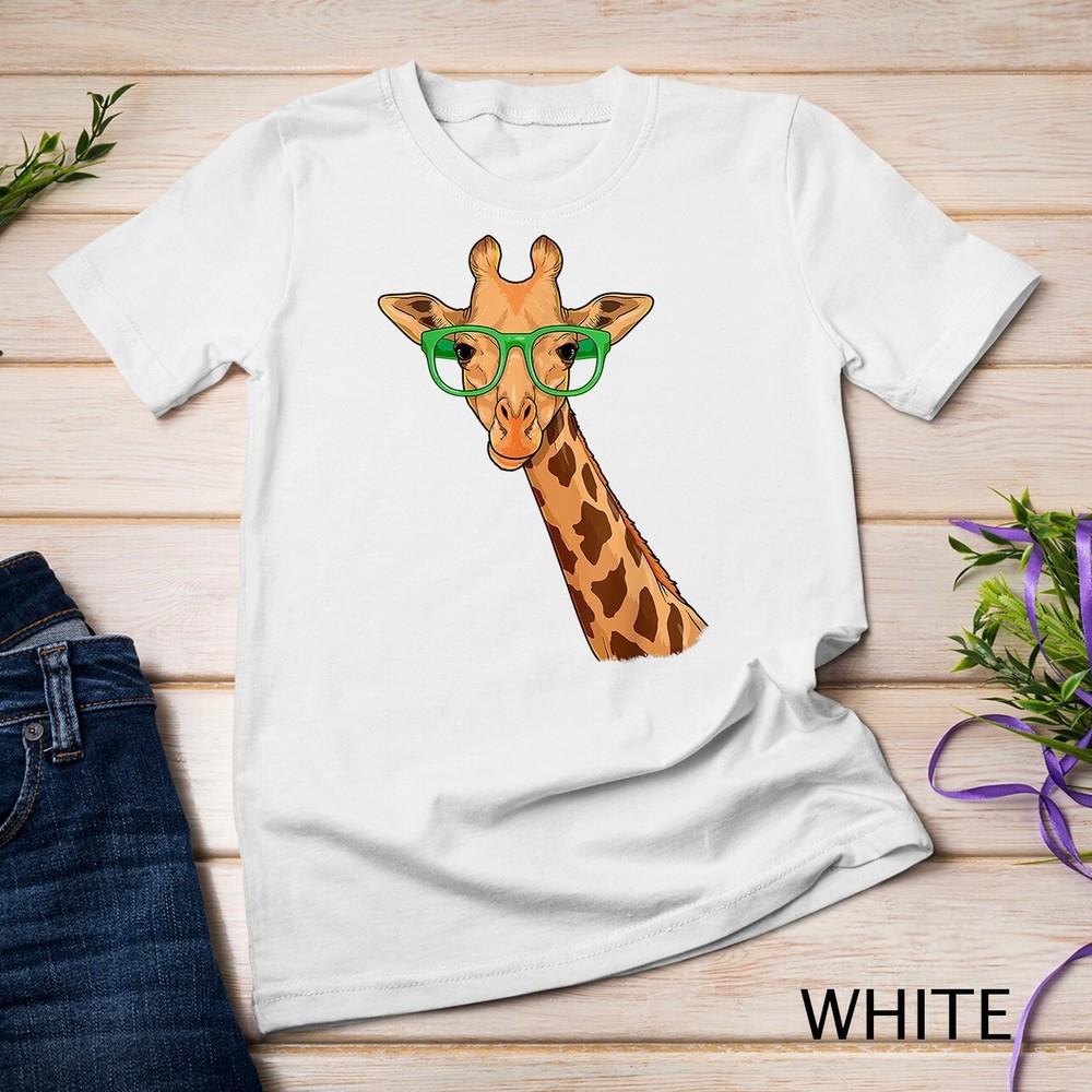 Hipster Giraffe Glasses Funny Zoo Animal African Safari Unisex T-shirt