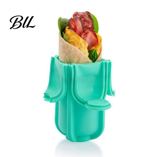 Boîte de rangement polyvalente Support à tacos en silicone de qualité alimentaire, Conception à boucle rabattable Boîte à outils de cuisine flexible pour burrito, Boîte de manipulation des aliments étanche pour