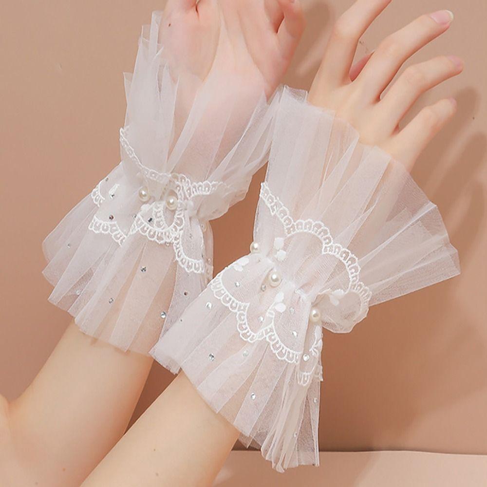 Detachable Lace Ruffled Wrist Comfortable Fake Sleeves Cuffs  Daily Accessory