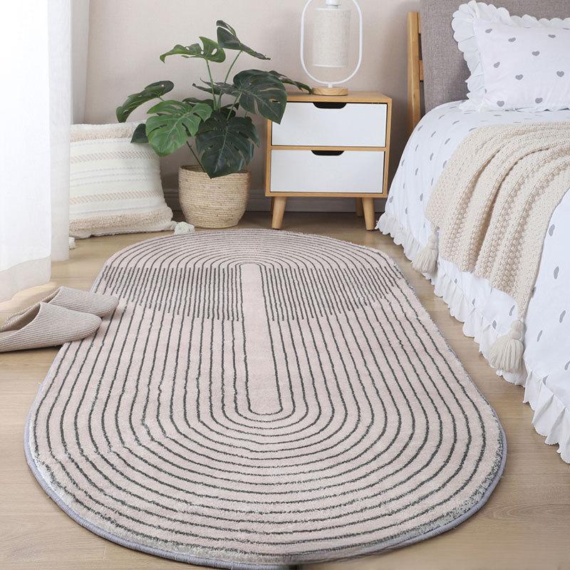 Minimalistický Ložnicový Oválný Umělecký Plyšový Koberec Domácí Pokoj Moderní Severský Styl Pohovka Konferenční Stolek Podložka