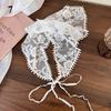Retro Floral Lace Embroidered Triangle Headscarf Fashion Bandanas Neck Scarf White Woven Floral Hair Scarf Headband Neck Scarf