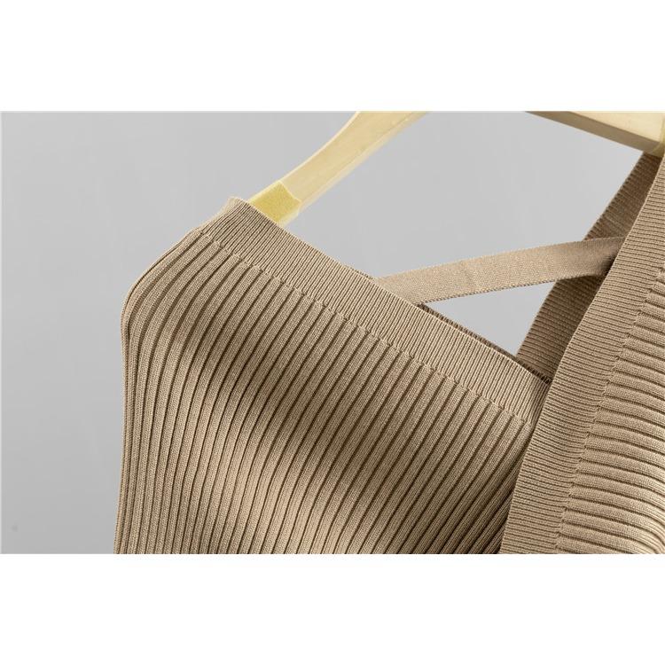Spring and Autumn Women's Knitted Suit V-neck Sexy Strapless Short Temperament Sweater Pants Fashion Suit