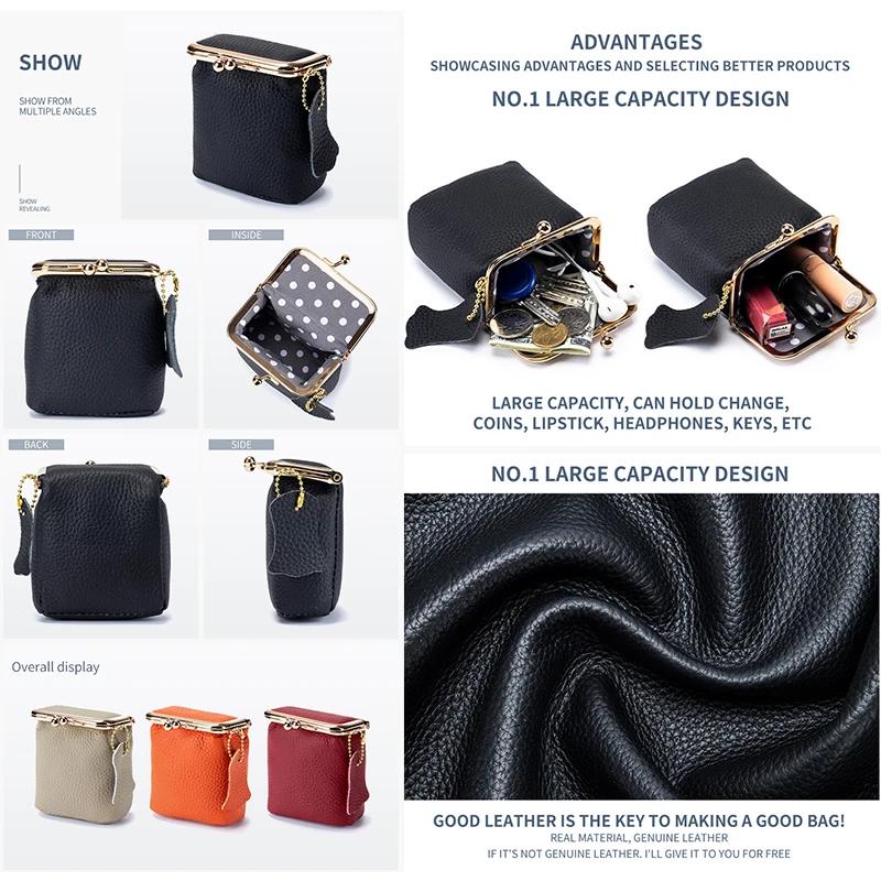 Mini Portafoglio da Donna in Vera Pelle con Chiusura a Bacio - Pochette Versatile per Monete e Rossetto