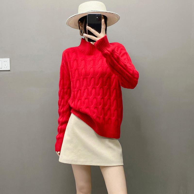 

Женский свитер Qinghe 100% чистый кашемир - Ультрамягкий роскошный зимний пуловер XXL красный