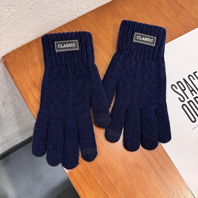 Handgestrickte Touchscreen-Handschuhe für Herren Winterwärme Mit gemustertem Design Für Freizeitkleidung