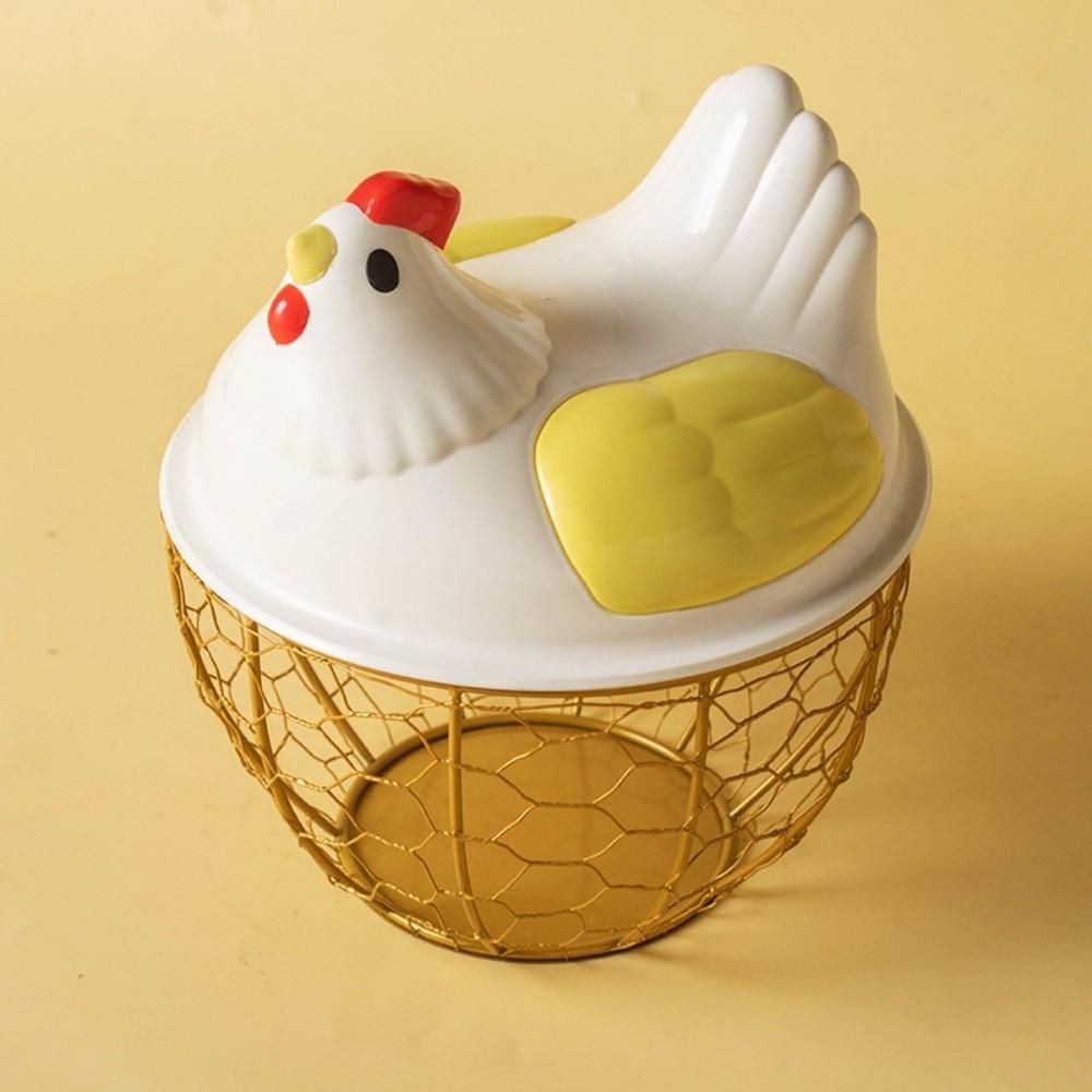 Rustic Egg Container Storage Hollow Iron Basket Hen Shape Egg Basket Kitchen Accessories
