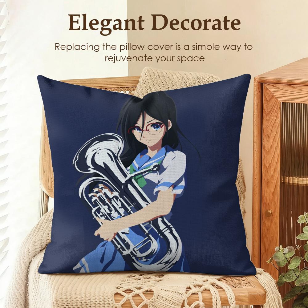 HHibike EEuphoniumS Cushion Cover Natural Linen Organic Fabric DoubleSided Printing Sofa Home Decor Gift Pillow Case
