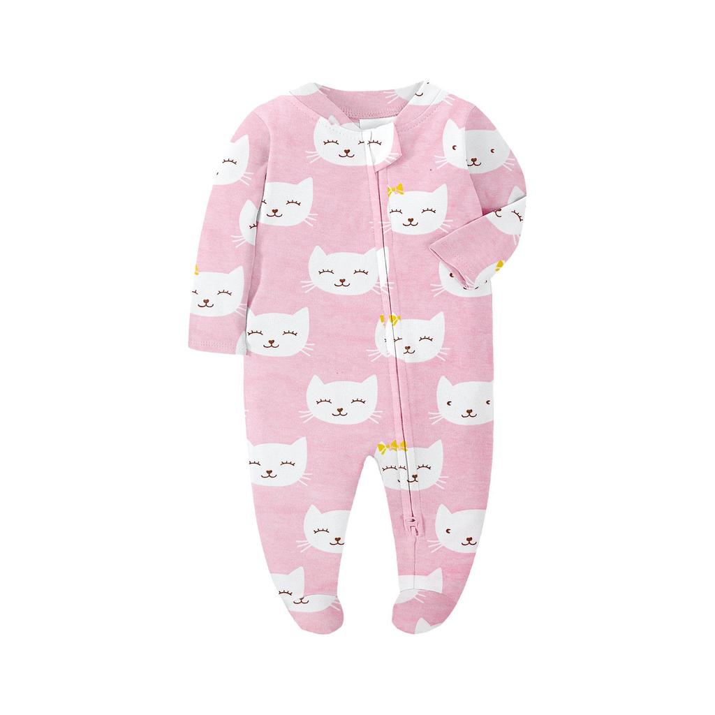 Newborn Long Sleeve Bodysuit with Double Zipper for Easy Change - Autumn/Winter Belly Protection, Prevents Chills