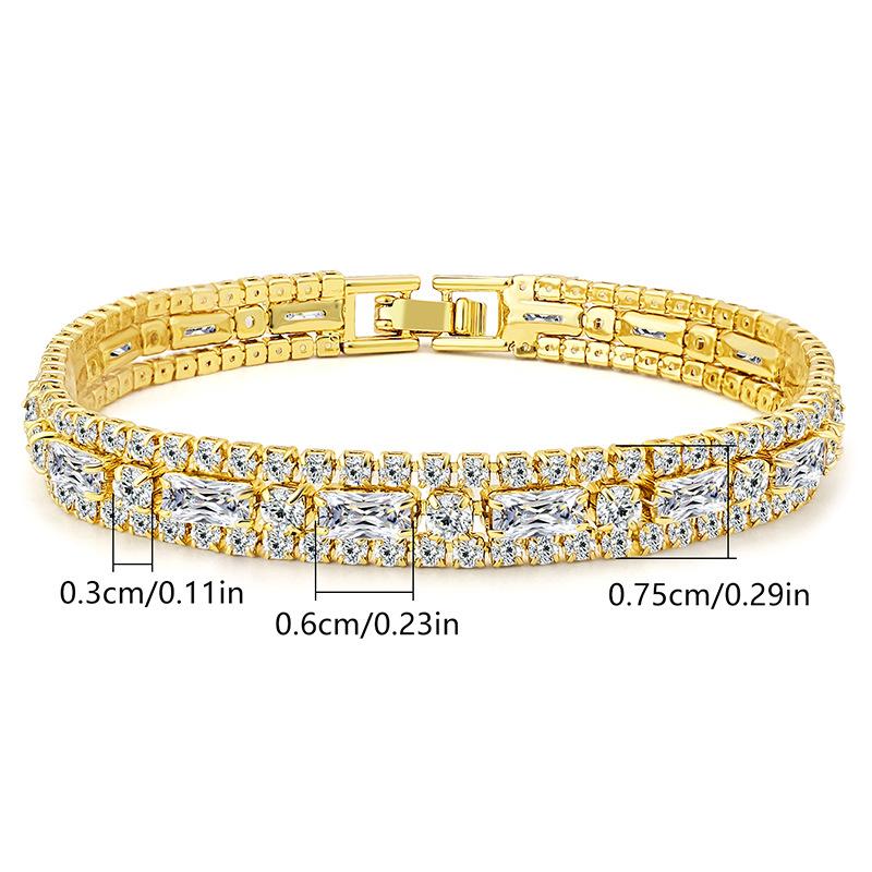 

Double-layer multi-layer zircon tennis bracelet for men s and women s fashion hits, high quality 7.5