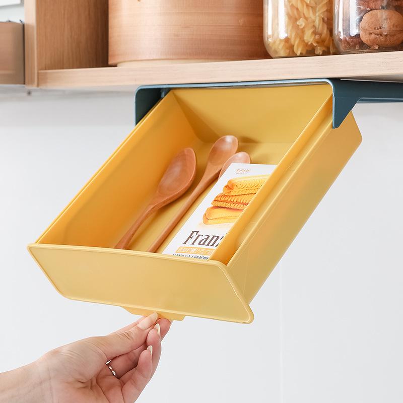 Punch-Free Hanging Seasoning Jar Rack with Drawer and Partition Basket