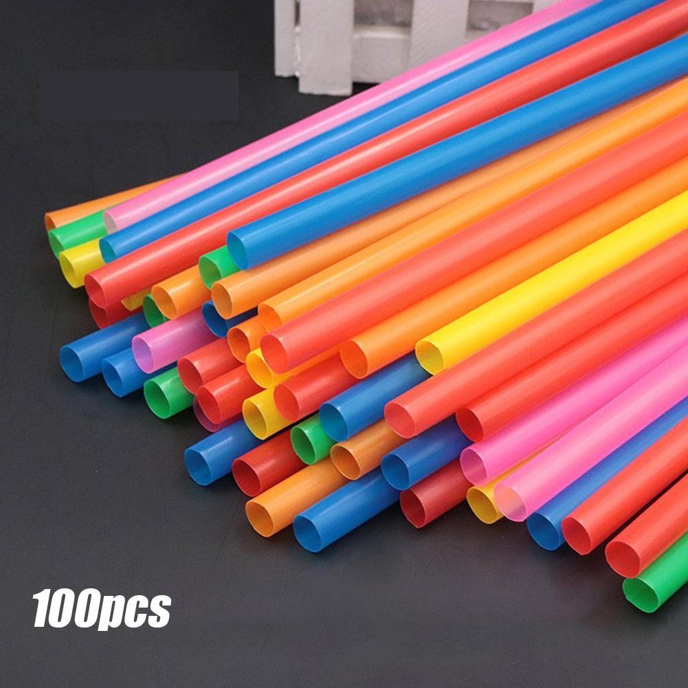 Straws Drinking Smoothie Flat End Multi Color Oversized