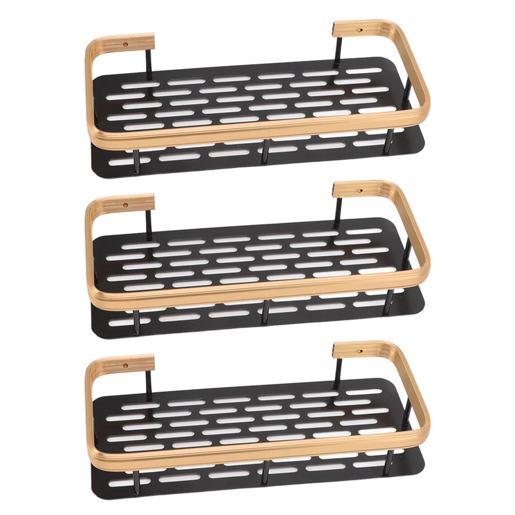 Sprchový úložný regál 3 vrstvy bez vrtání obdélníkový hliníkový sprchový regál košík pro domácí koupelnu