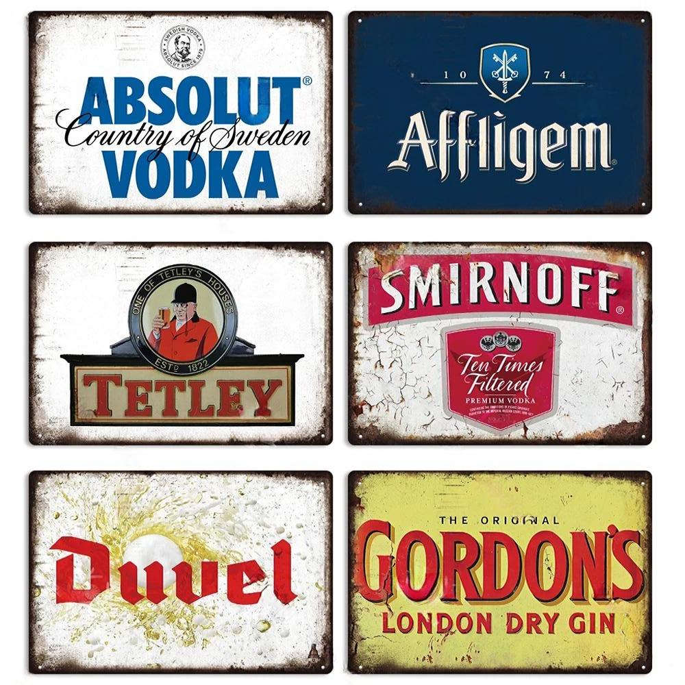 FJ Vintage Kovové Plechové Značky Dekor Pivo Plaketa Retro Plakáty Nástěnná Dekorace Talíř pro Bar Pub Restauraci