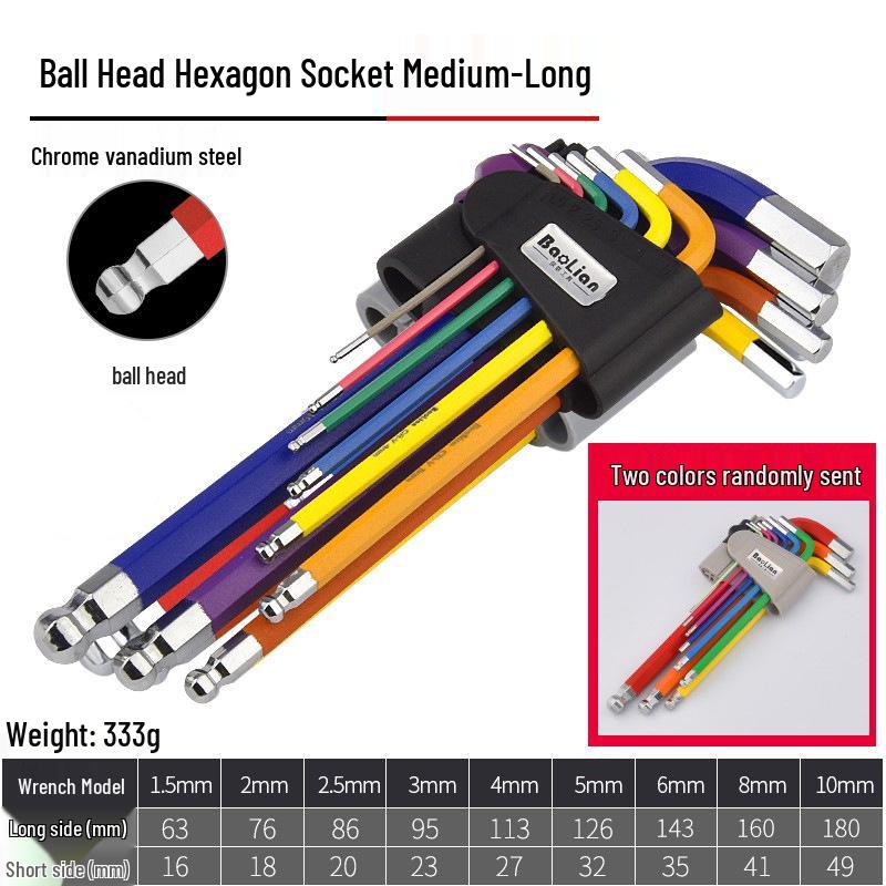 Colored Hex Wrench Set: Multi-Functional 6-Sided Screwdriver with Extended 6-Key Design