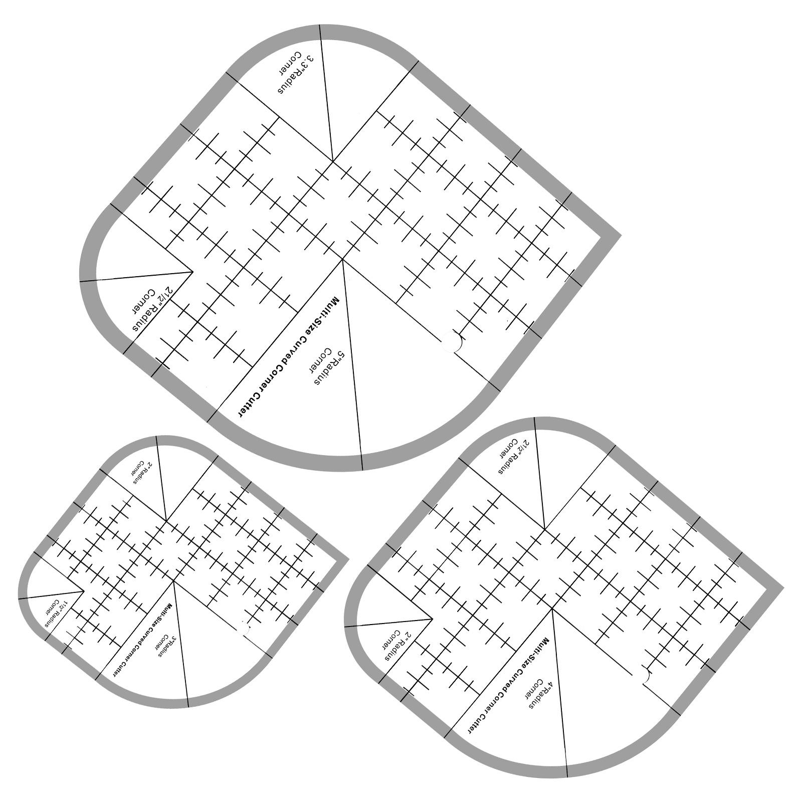 

3 pieces of acrylic curved angle cutting ruler multi purpose transparent DIY sewing angle cutting ruler