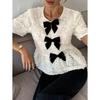The New Women's Fashionable and Elegant Short-sleeved Shirt with A Bow for Ladies