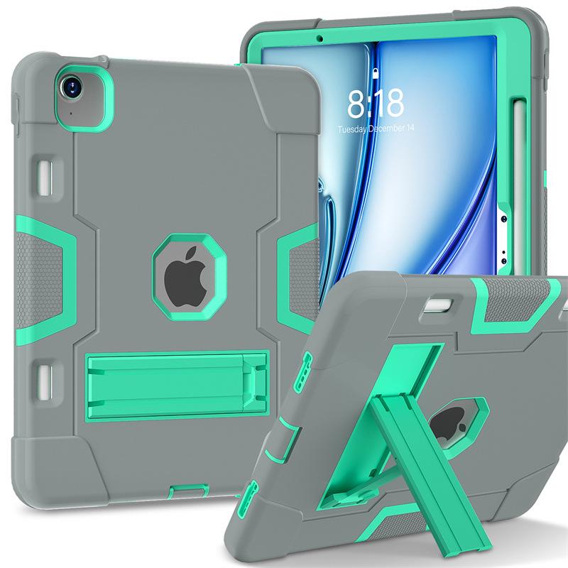 iPad 10th Gen 2022 Silicone Case with Stand, Drop-proof, Color Block Design, Full Coverage for iPad A16 11th Gen