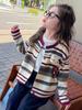 Autumn 2025 Girls' Striped Knit Cardigan - Stylish Sweater for Small To Medium Children
