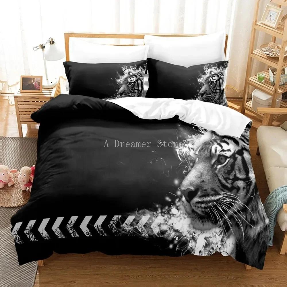 3D Animal Tiger Printed Brown Bedding Set Single Twin Double Queen King Cal King Size Bed Linen Set