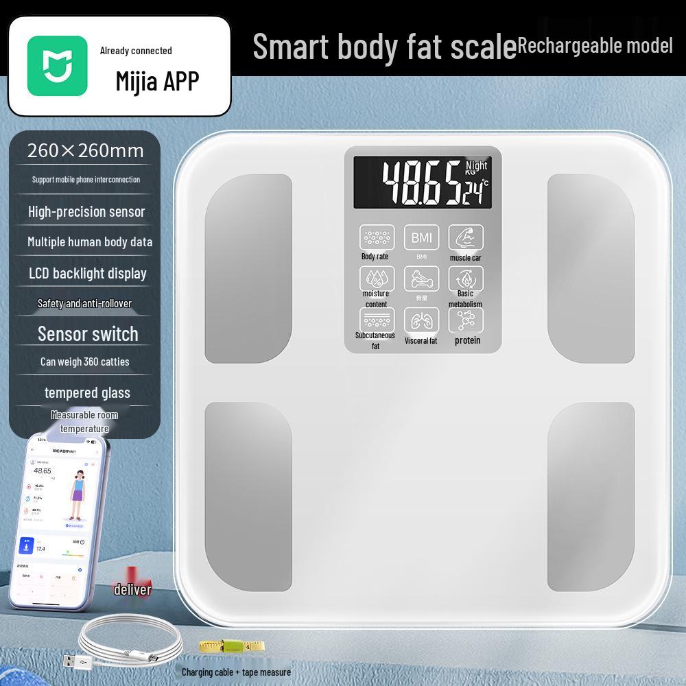 Rechargeable Bluetooth Body Fat Scale with App - Accurate Home Weight Scale