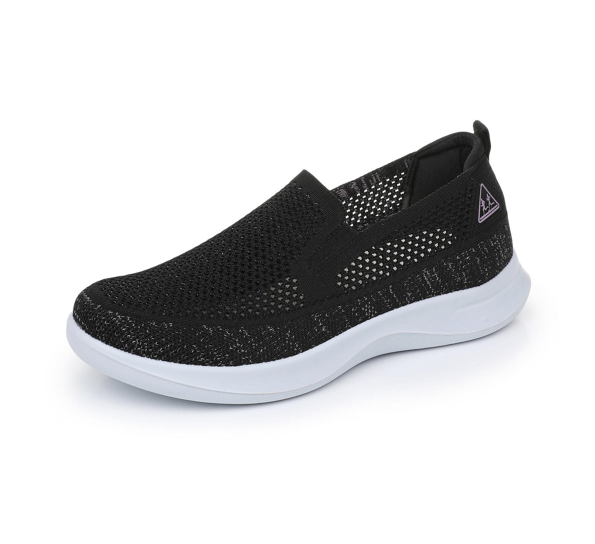 

Модные удобные вязаные слипоны для пожилых женщин, дышащая нескользящая повседневная обувь, универсальная обувь для отдыха 35 чёрный