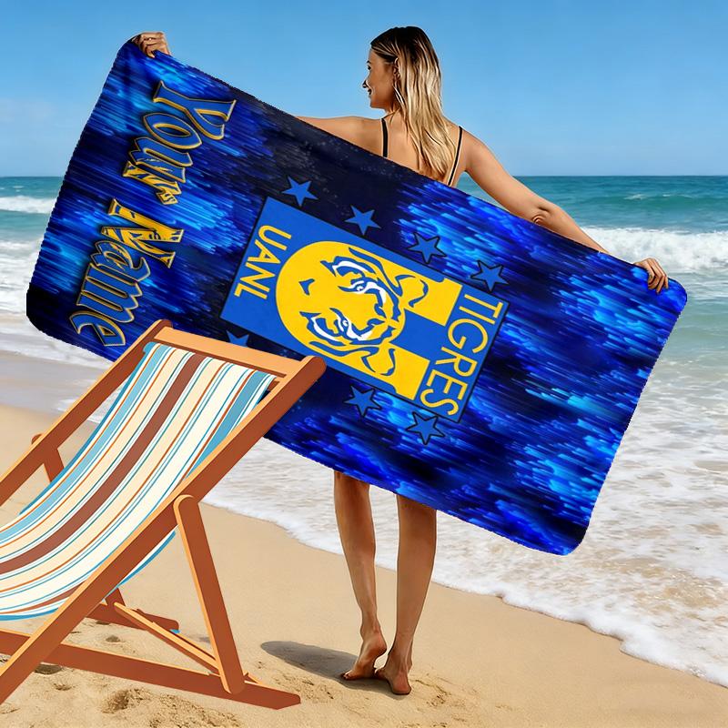 Name Custom Tigres uanl Print Beach Towel, Large Soft Quick Dry Towel for Beach Camping Swimming