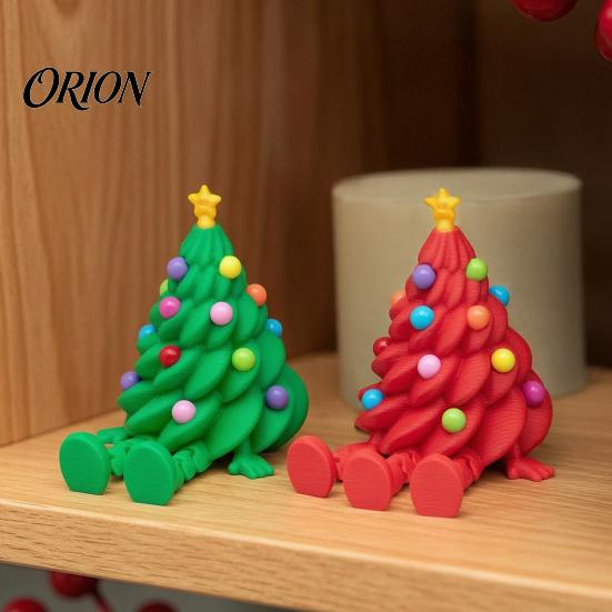 Fun Office Desk Accessories Articulated Christmas Tree Figurine, 3D Printed Movable Joints Colorful Tabletop Ornament, Dolls Flexible Character