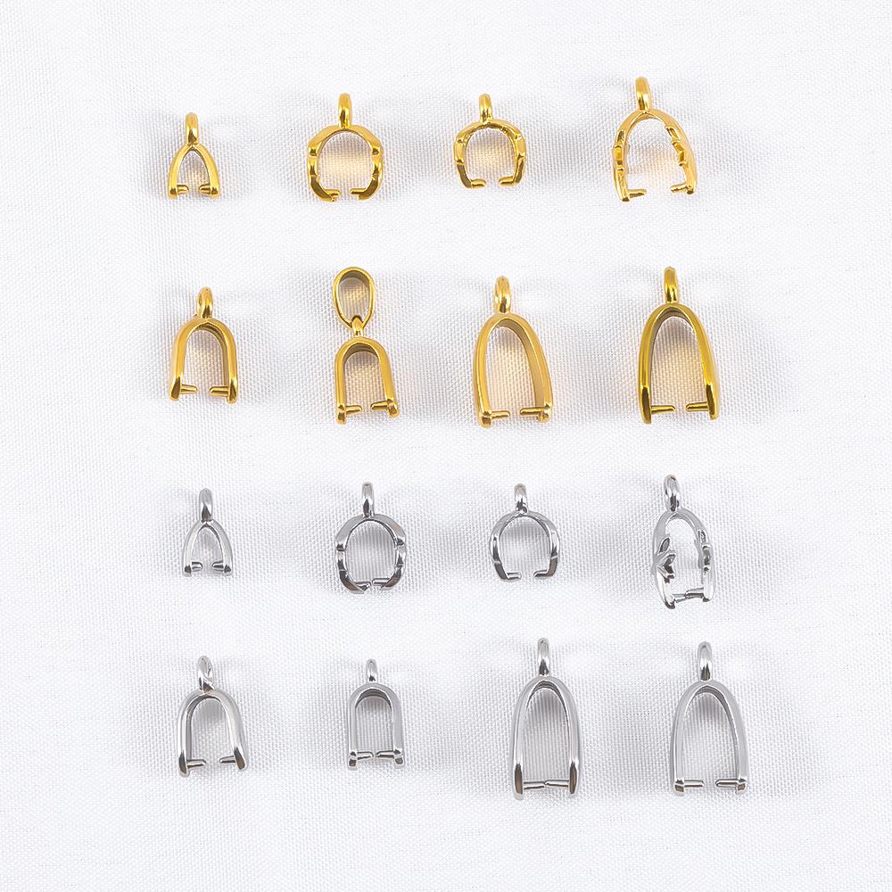 5pcs 20pcs Stainless Steel Star Pendant Pinch Bail Clip Melon Seeds Charm Clasps Connector Bulk for DIY Nacklace Making Findings