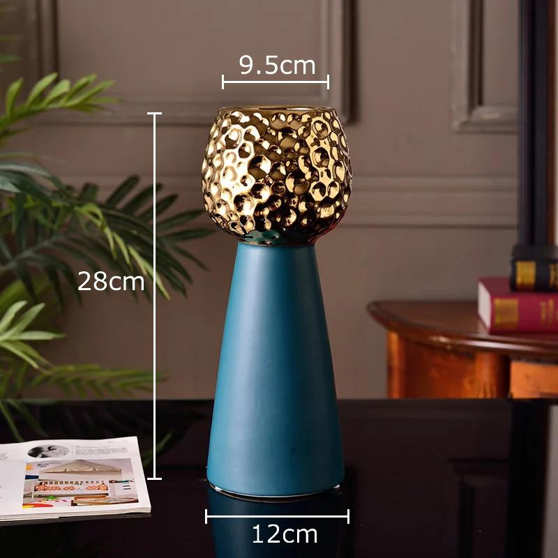 Gold-plated Hammer Pattern Ceramic Vase Creative Plant Pots Table Decoration Flower Arrangement Floral Vase Room Aesthetic Decor