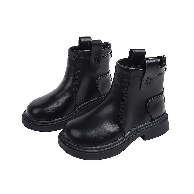 2024 New Kids Shoes Boots for Girl Round-toe Non-slip Toddlers Causal Boots Thick Bottom Versatile Children Ankle Boots Fashion