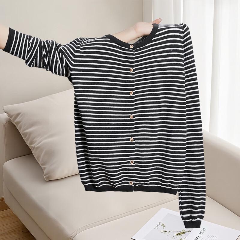 Women's Fine Stripe Knit Cardigan