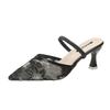 Fashion Elegant Floral High Heels Sandals for Women Plus Size Mesh Breathable Pointed Toe Slippers Summer Light Thin Heeled Shoes