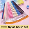 12 colored flat round head set plastic hook line digital oil paint brush nylon hair graffiti kindergarten drawing watercolor pen