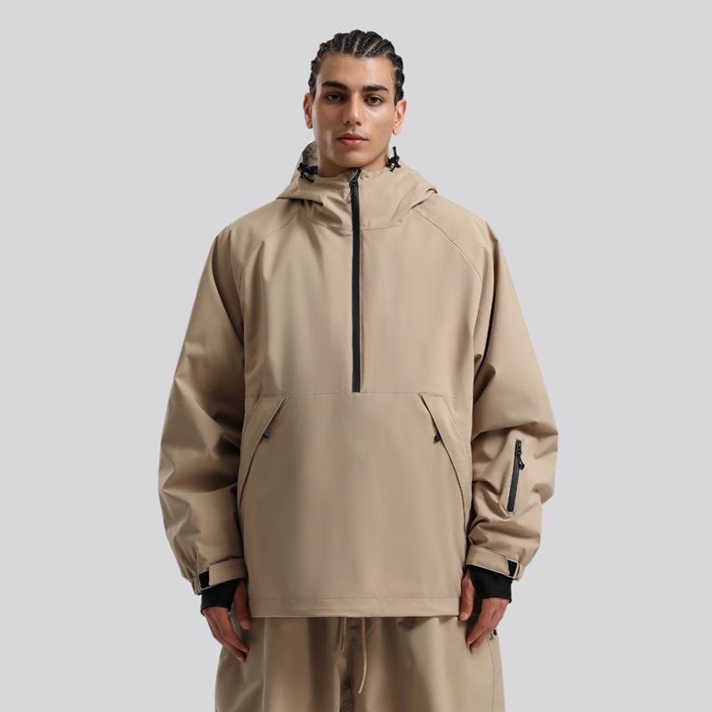 Men's and Women's Pullover Ski Jacket Snowboard Coat Waterproof Winter Baggy Snow Jackets with Hood Windproof Warm Insulation Outdoor Skiing Jackets