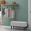 57L Storage Ottoman, End of Bed Bench with Wooden Legs, Fabric Footstool for Living Room, Bedroom, 95 x 38 x 45cm, Grey