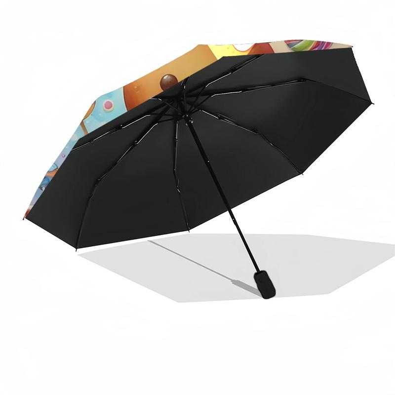 Parasol Podróżny o Tematyce Pierniczka-8 Żeberek Automatyczne Otwieranie i Zamykanie, Przenośna Składana Konstrukcja, Kompaktowy i Stylowy Parasol Odpowiedni