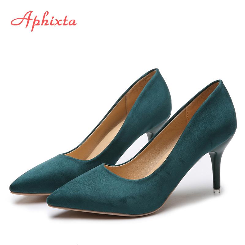 Fashion Aphixta Leopard Shoes Woman Heels Pumps High Nude 8cm Thin Heels Wedding Shoes Party Ladies Shoes Classic Pumps Big Size 44