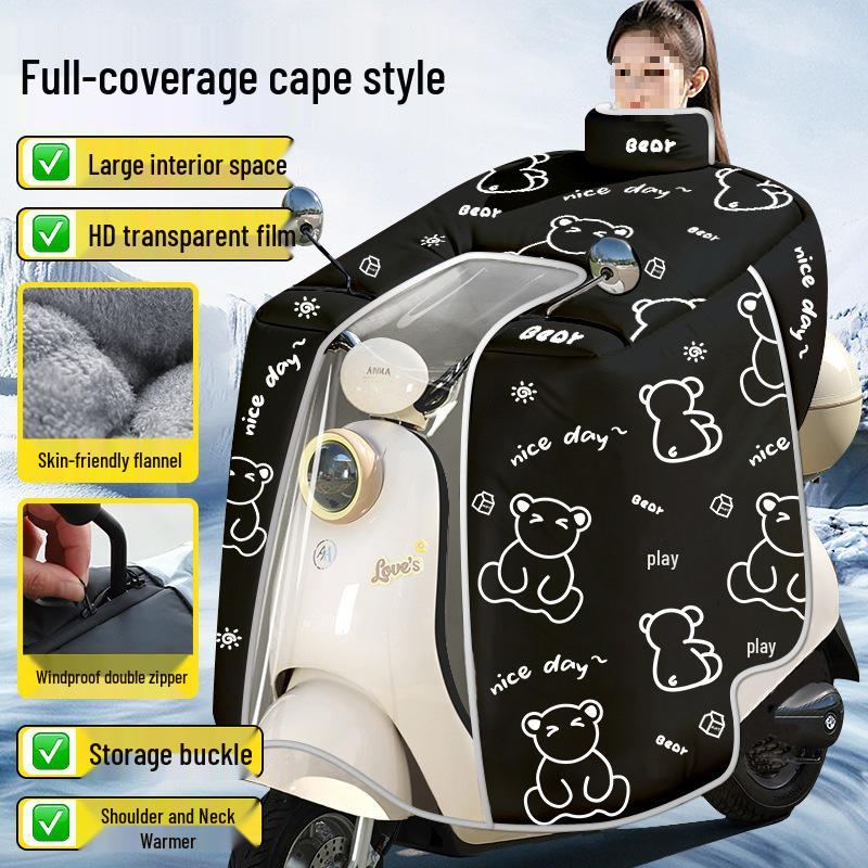2025 Waterproof Winter Plush Thickened Motorcycle Poncho