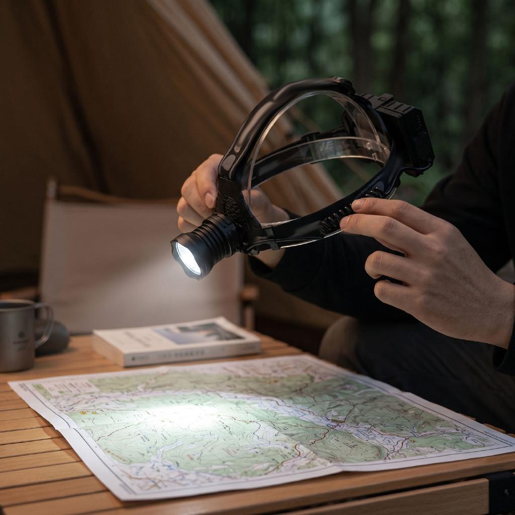 Headlamp, USB Rechargeable Zoom Headlamp with Battery Indicator, 110 degrees Angle Design, Water Proof Aluminum Alloy Head Lamp for