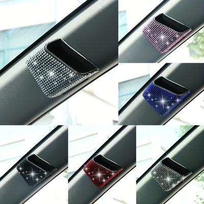 2 Stück Diamantkristall Auto Sonnenbrillen Organizer Brillenhalter Zubehör Handy Aufbewahrungsboxen Halter Tasche