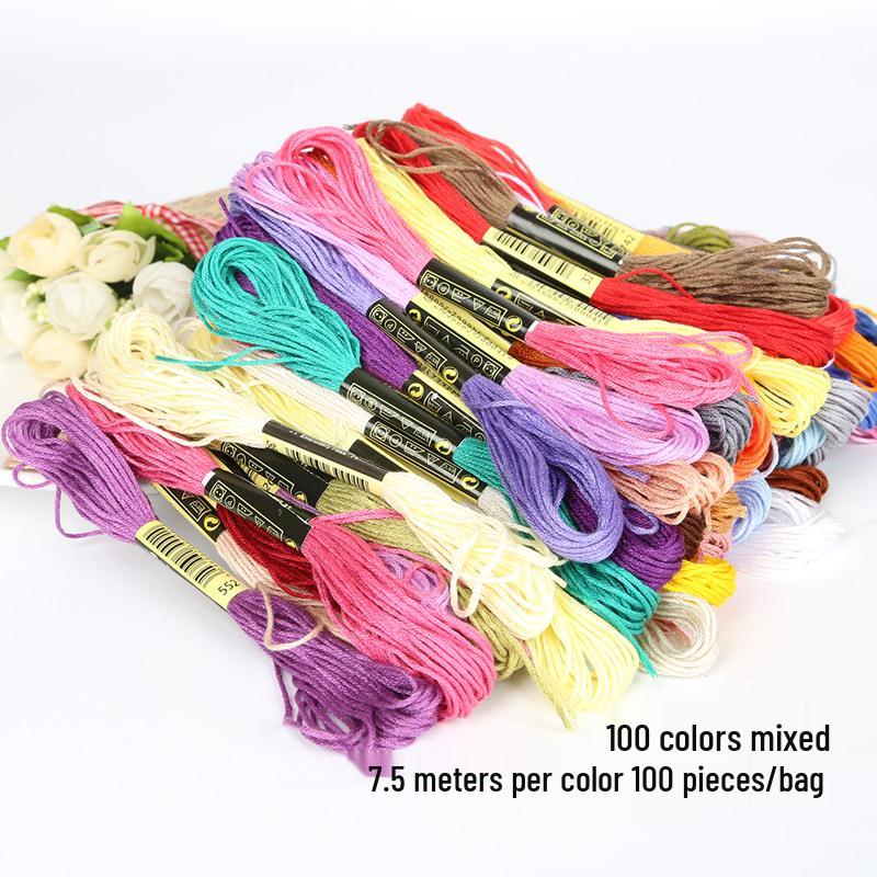 Weißer Blume Baumwollstickgarn: 6-fädiges Kreuzstich-Bastelpaket