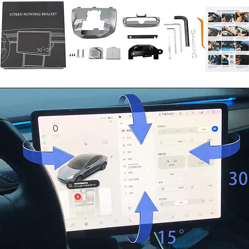 Auto-Bildschirm-Drehhalter für Tesla Model 3 Y 2017-2022 Center Console Swivel Mount Halterung 15/30 Grad GPS-Bildschirmdrehung