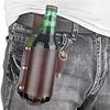 Leather Beer Sleeve for Outdoor Mountaineering - Waist-Hanging Can Holder & Wine Bottle Protector