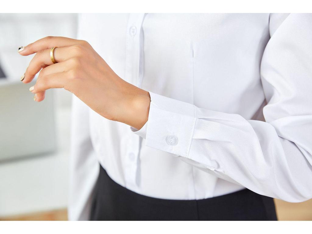 Damska Gruba Biała Koszula z Twillu z Długim Rękawem - Koreański Styl, Warstwa Bazowa, Rozmiar Plus Size, Slim Fit, Profesjonalna Odzież Robocza