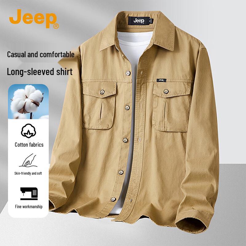 JEEP Men s Pure Cotton Long Sleeve Casual Shirt XL