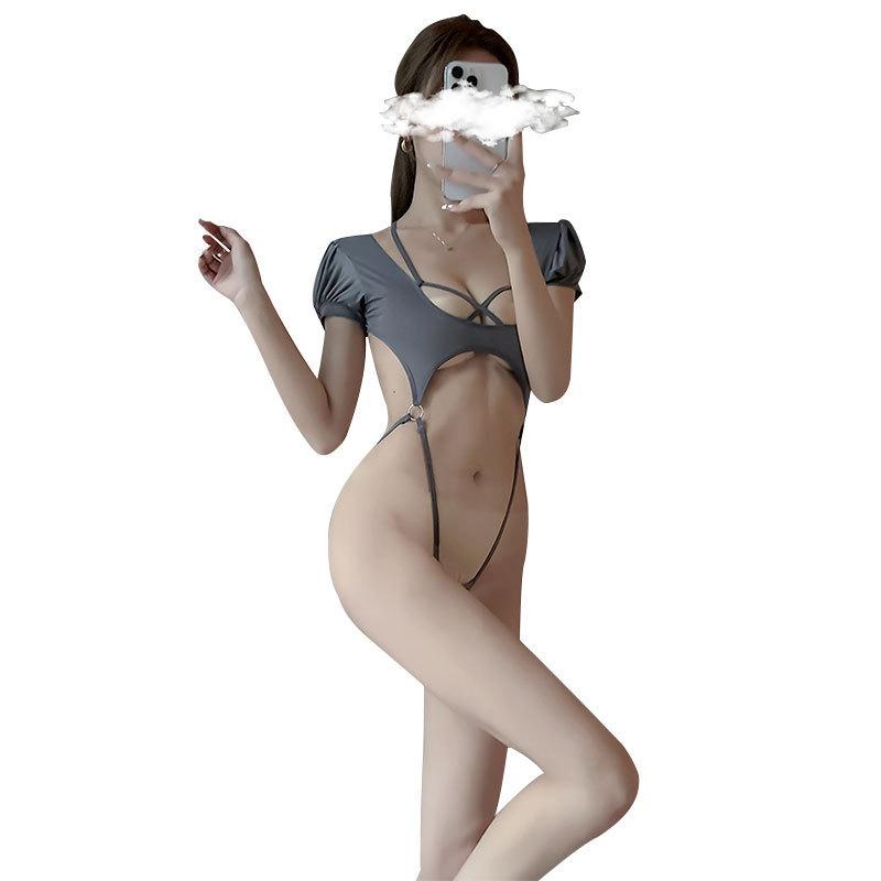 Three-point lingerie women's summer pure desire bikini swimsuit showing breasts one-piece maid uniform seduction