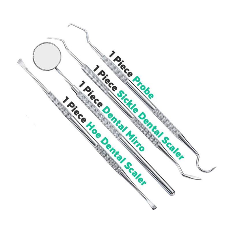 

Kinsei Beauty, 4 шт., стоматологическое зеркало для рта, многофункциональное, для проверки внутренней части полости рта, ручка из нержавеющей стали, инструмент для отбеливания зубов, чистка полости рта