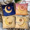 VIKAMA Boho Celestial Moon Flower Cushion Case Set, Cute Star Crescent Throw Pillow Cover, Decorative Pillowcase For Home Sofa