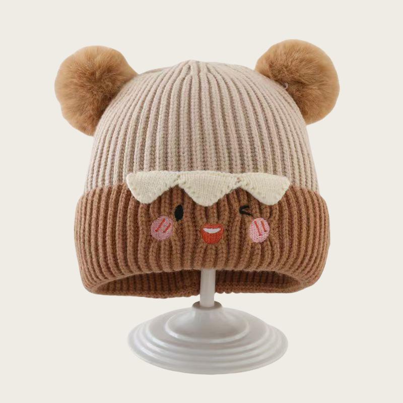 Przytulna dzianinowa czapka z pomponem dla maluchów – unisexowa, zimowa ciepła dla chłopców i dziewczynek