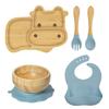 Bamboo Calf Shaped Baby Cutlery Set 5 Pieces Includes Suction Cup Bowl Bib Fork and Spoon